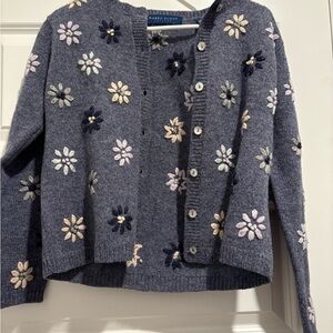 Vintage Floral Cardigan - 100% wool